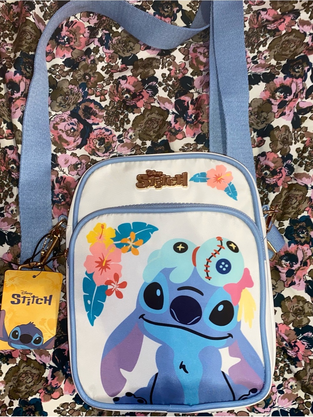 Disney Stitch Crossbody Bag in Light Blue, White, Pink and Yellow